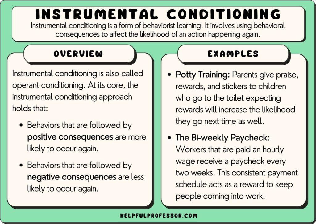 instrumental conditioning examples and definition, explained below