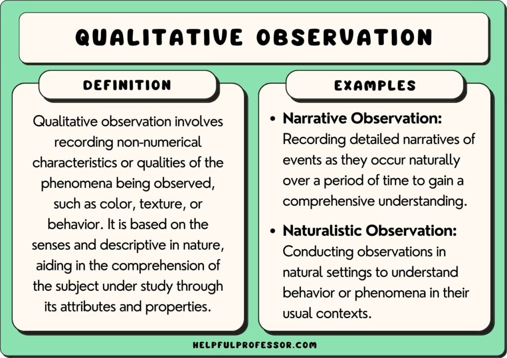 qualitative observation examples and definition, explained below