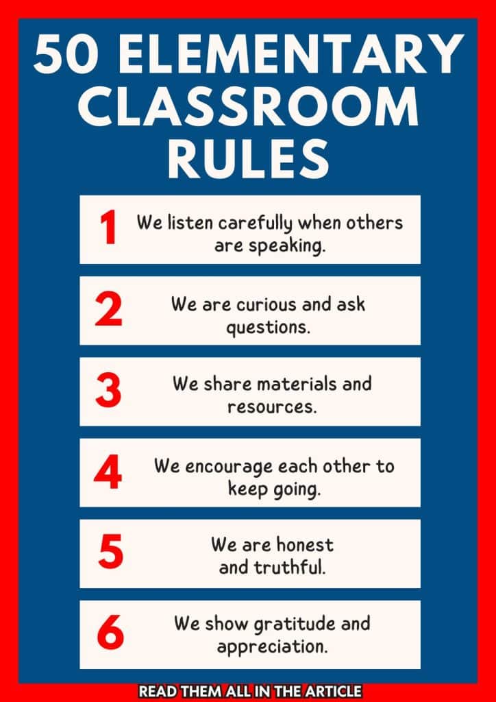 elementary classroom rules chart