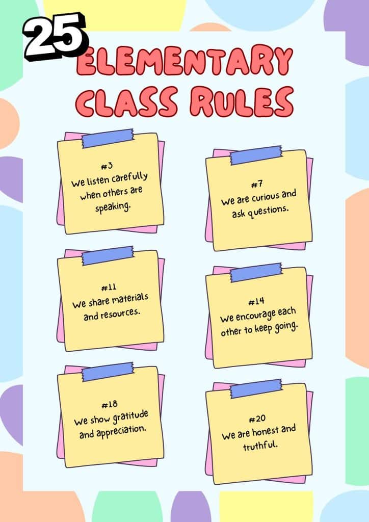elementary school class rules