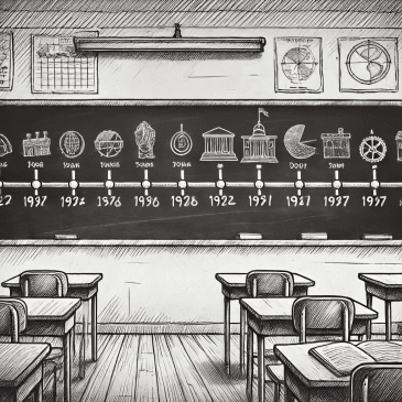 historical timeline on a chalkboard