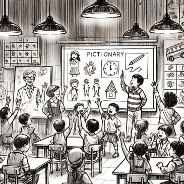 students playing pictionary