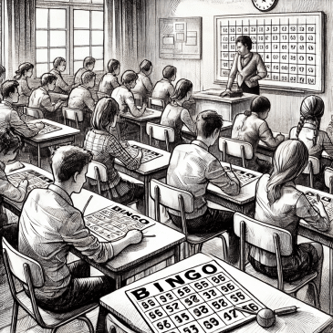 students playing bingo