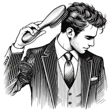 man brushing his hair