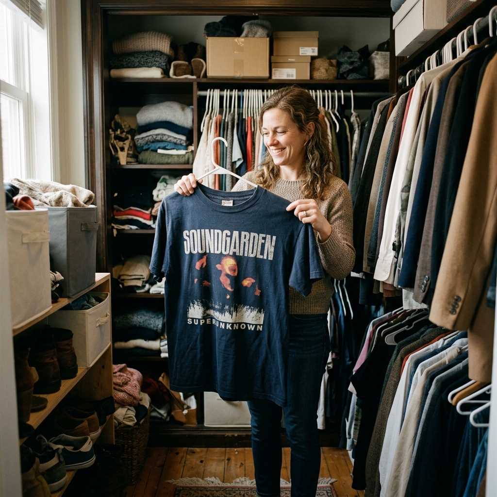 5. Keeps clothes “just in case” for years