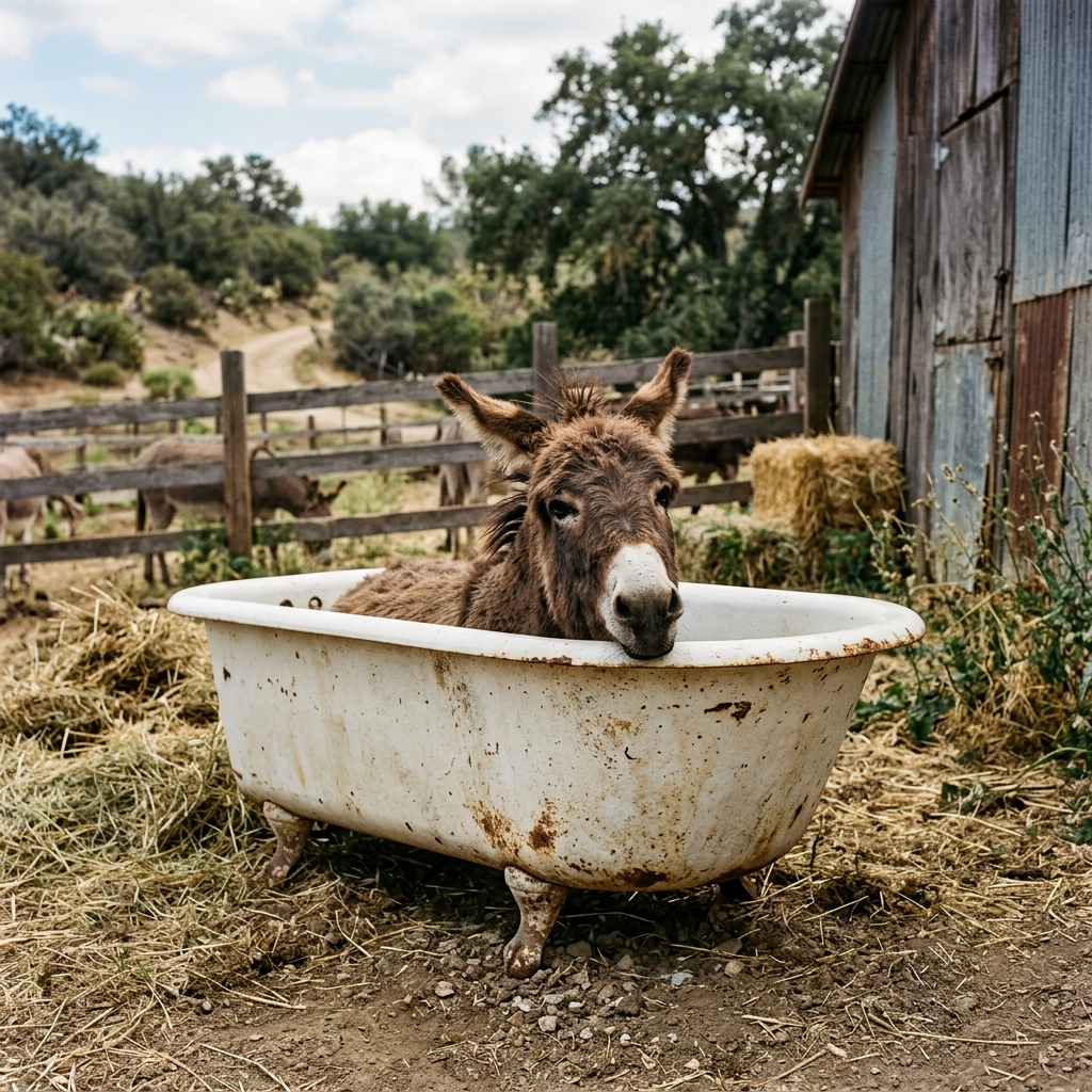 26. Donkeys sleep out of tubs.