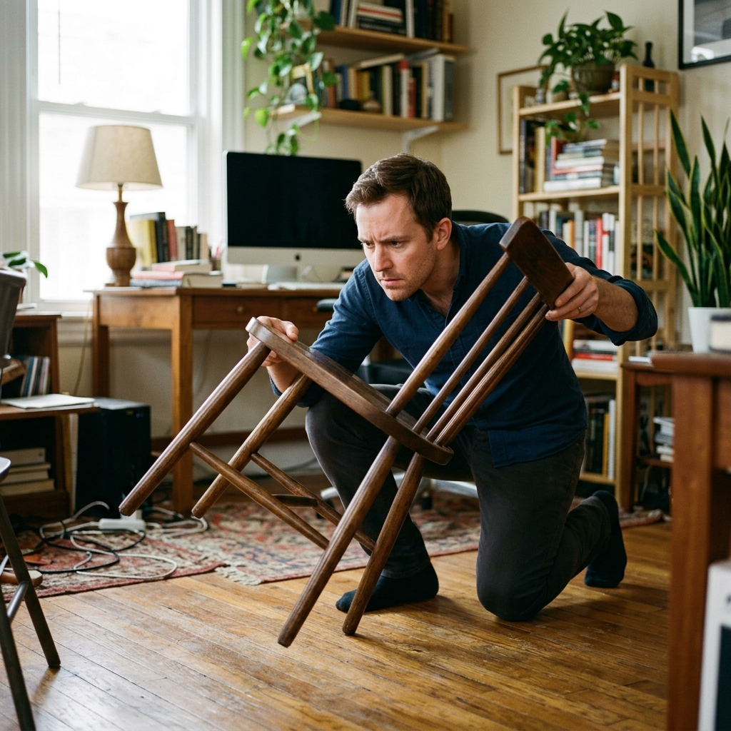 22. Tries to balance a chair on one leg
