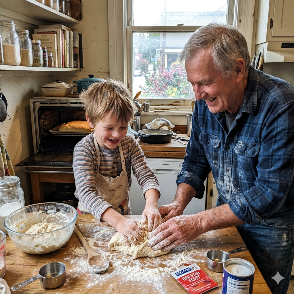 boy baking bread