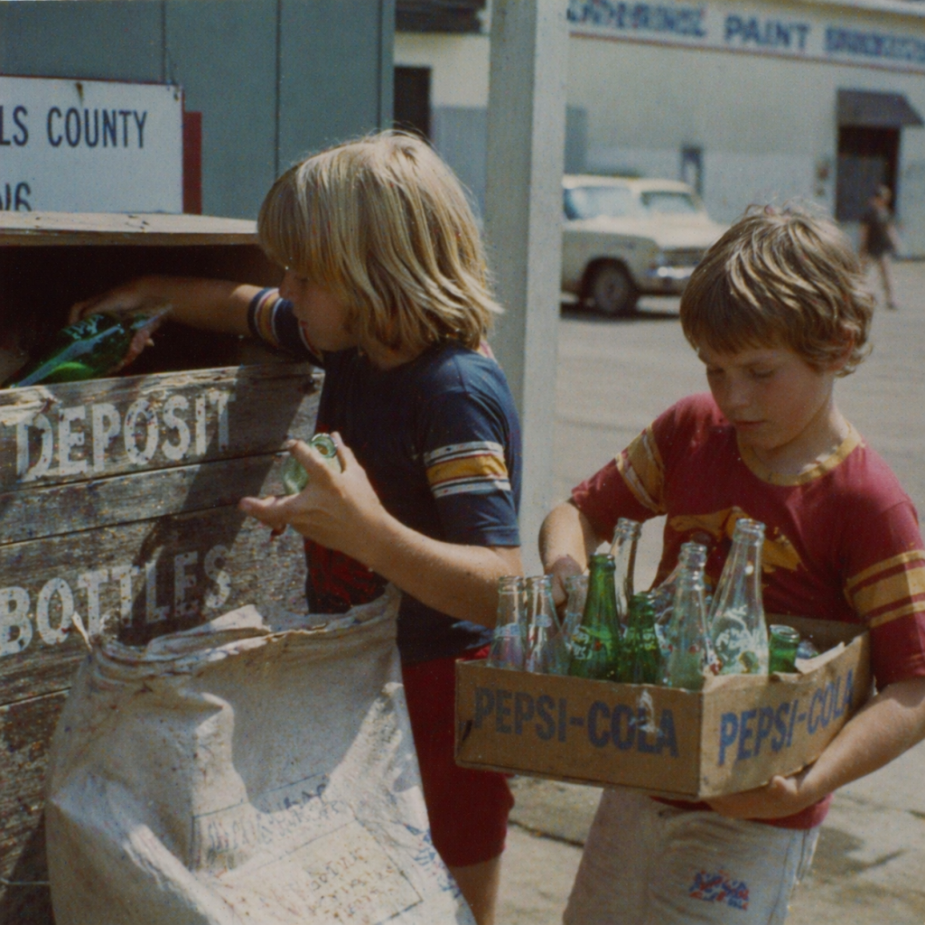 collecting soda bottles