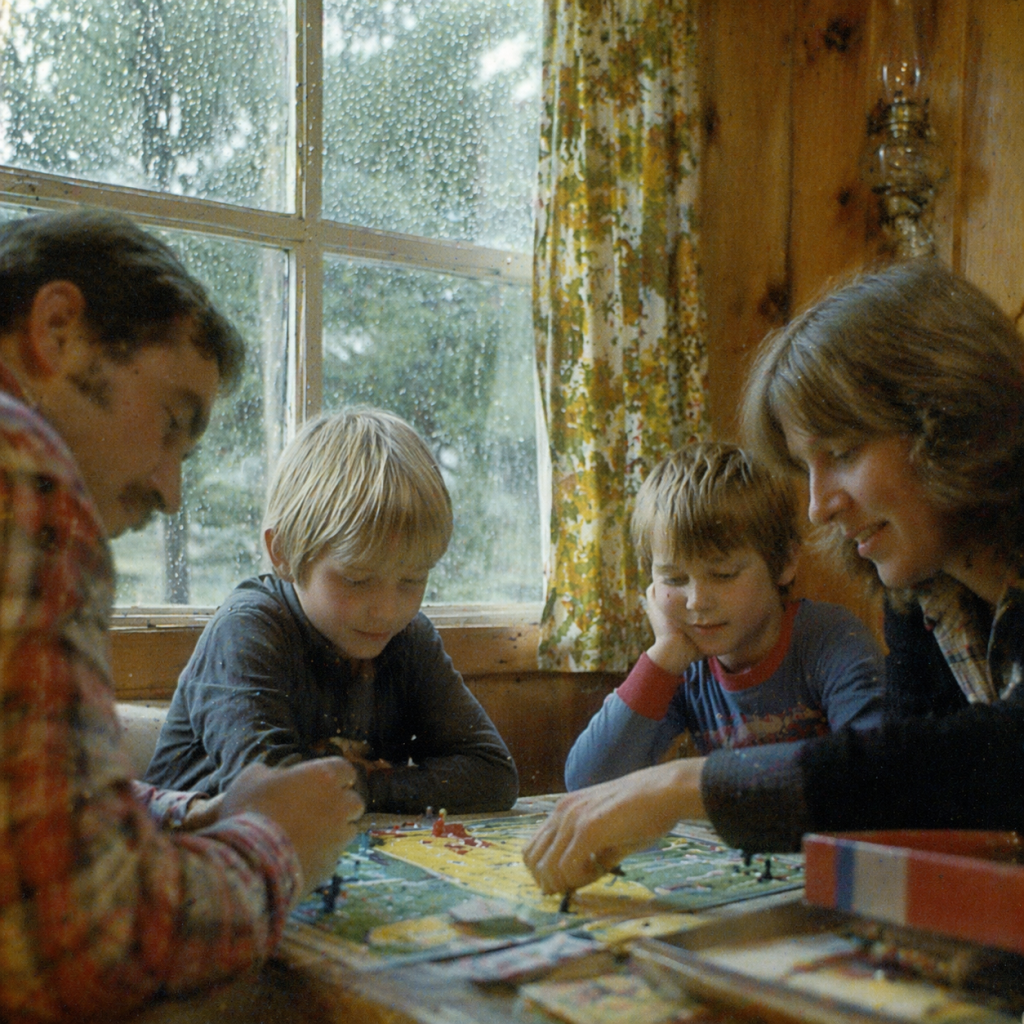 family playing board games