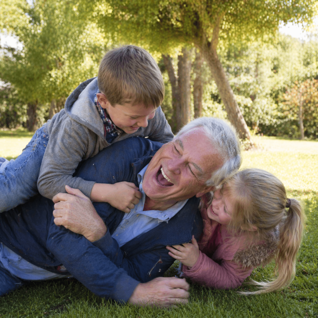 grandfather and grandkids