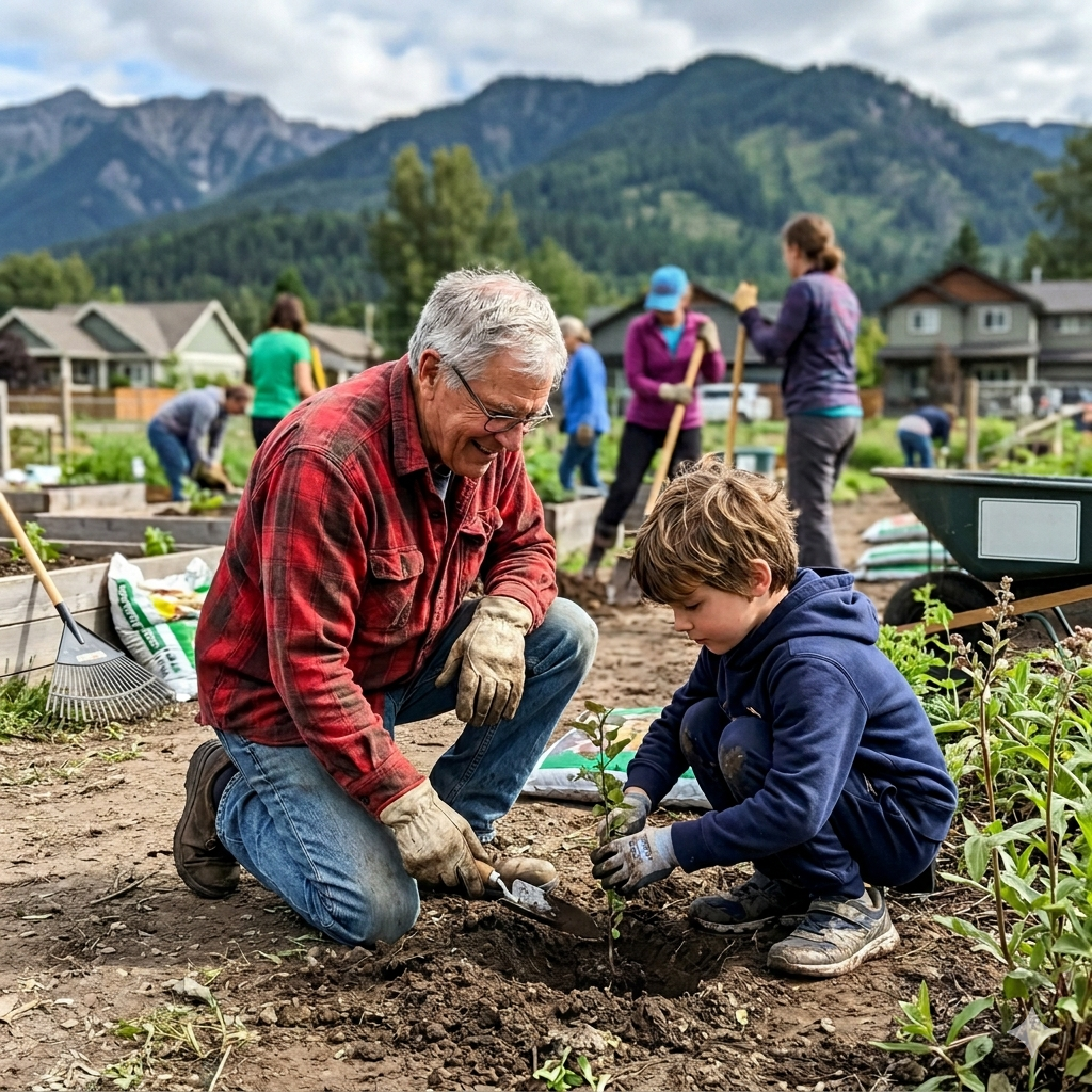grandson volunteering