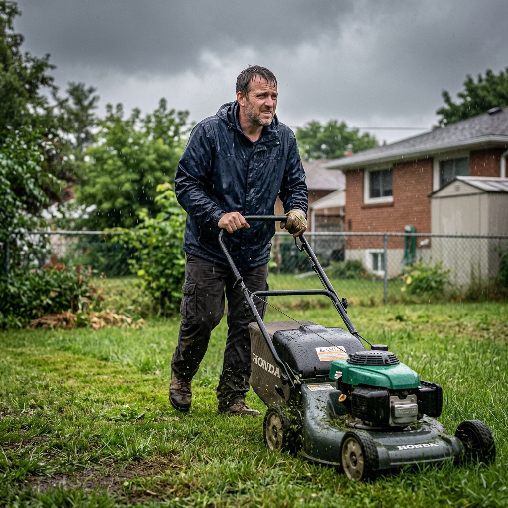 8. Mandatory Lawn Mowing Even During a Thunderstorm