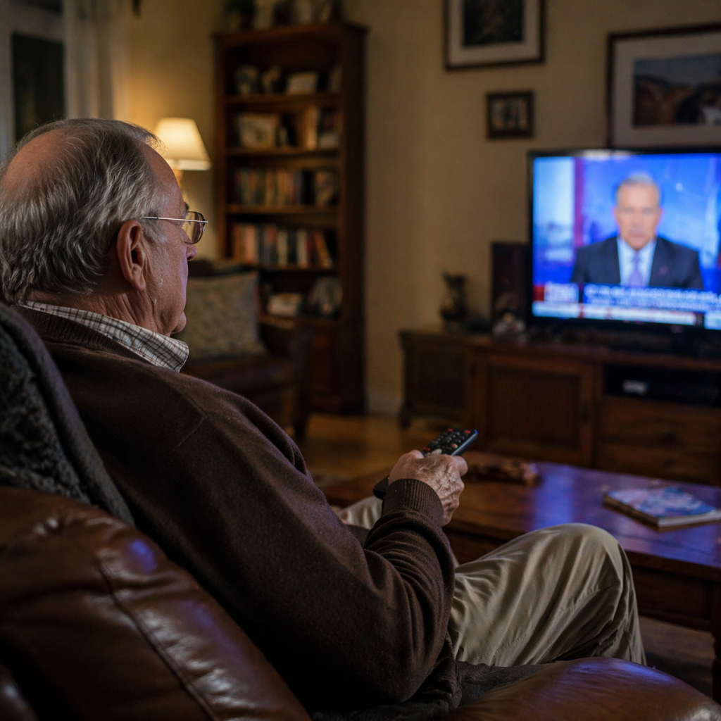 retiree watching tv