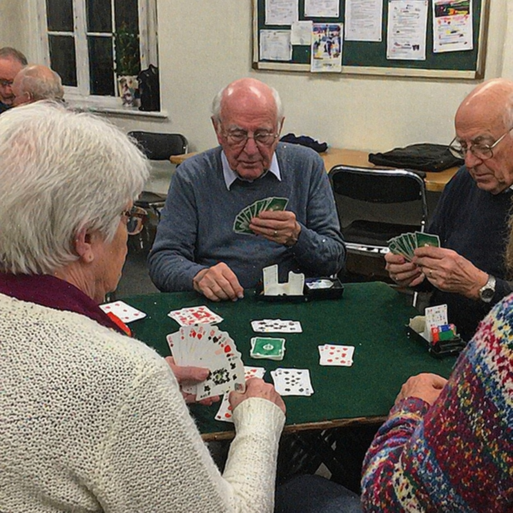 retirees playing bridge