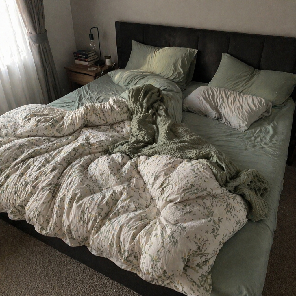 unmade bed