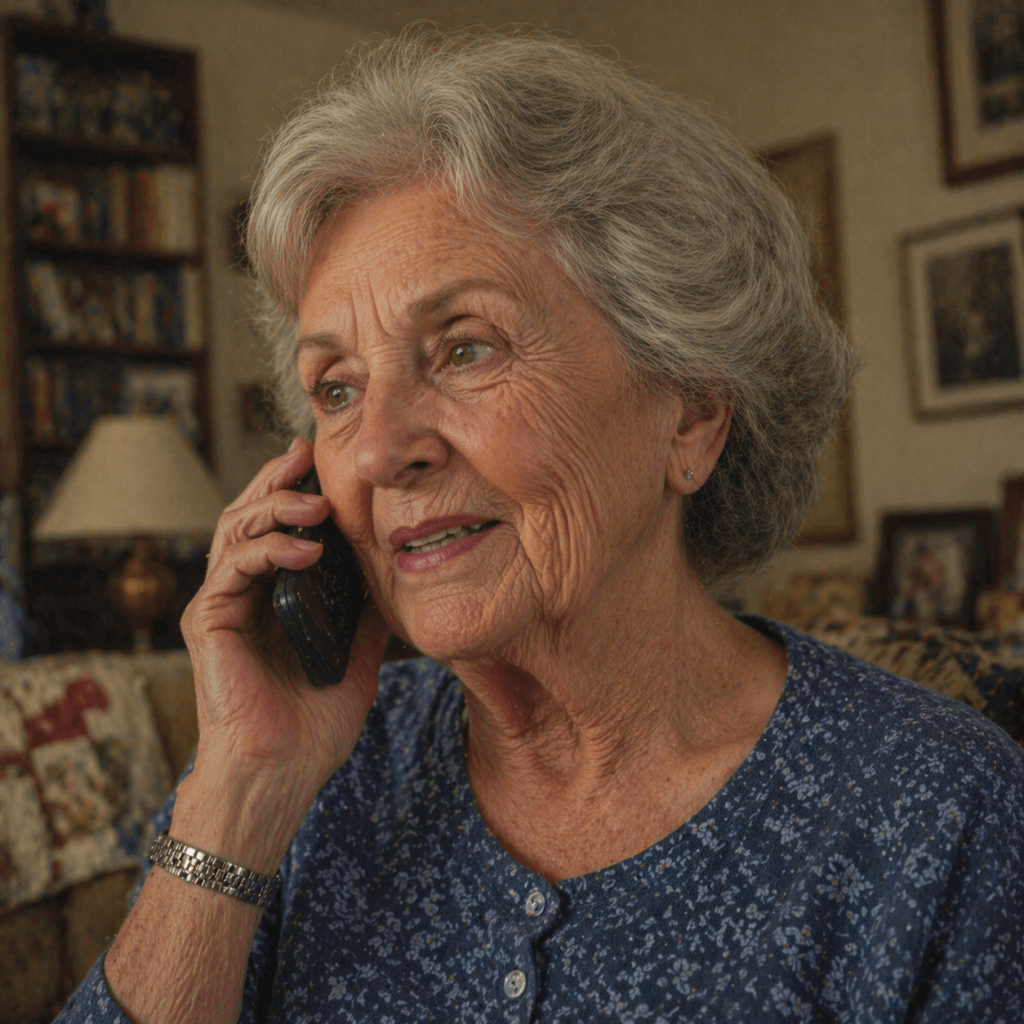 woman in 70s on phone